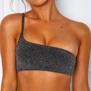 NWT White Fox Boutique Bikini Top Rainbow Lurex